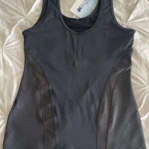 New Black Bluefish Athletic Gym Workout Tank Top With Built in Bra Size Large
